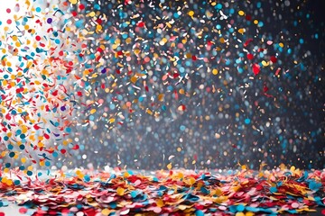 Confetti at the corner copy space banner background. Birthday, carnival, holidays party decoration