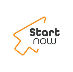 start now sign on white background
