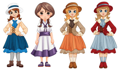 Vintage Dress Collection: Girls and Women in Traditional Attire