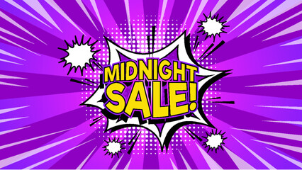 Midnight Sale: Retro Comic Purple Background