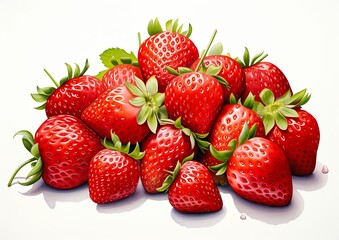 lot strawberries table oil colored pencil drawing cadmium red canvas sticker © Cary