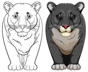 Black Panther Cartoon Walking Isolated