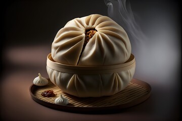 food photography of a delicious looking Baozi food photography photorealistic pixar ultra detail ultra realism high key cinematic Professional food photography award winning photoshoot Cannon 5D 