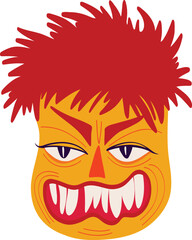 Creepy zombie man. Vibrant bright Strange ugly Halloween character