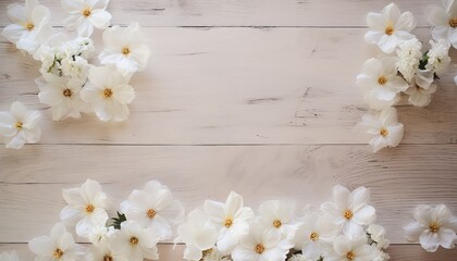 sandy white antique table with white flowers laying on it