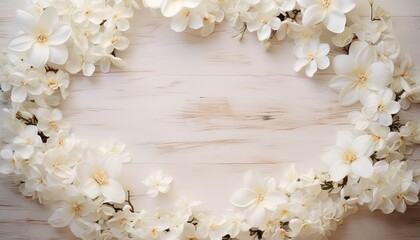 sandy white antique table with white flowers laying on it