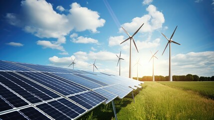 Wind turbines and solar panels