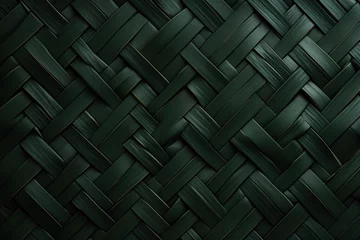 Foto op Canvas bamboo abstract dark floral pattern background, template green bamboo geometric interweavings, exotic tropical wall © Jim1786