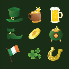 set of icon st patrick day 