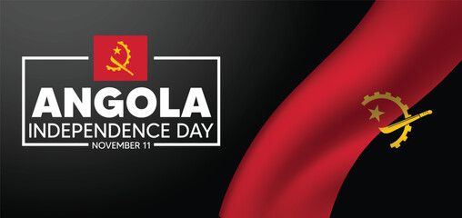 Angola independence day  waving flag vector background poster