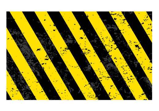 Vector grunge texture warning frame yellow and black diagonal stripes.