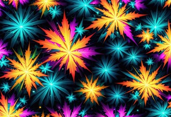 A colorful and chaotic pattern of neon fractals that fill the entire space of the wallpaper