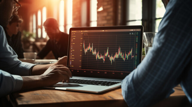businessman or traders discussing trading charts research reports growth looking at monitor analyzing strategy