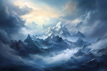 mountains clouds sky background promotional madness foggy environment infinite ascent primordial filters tundra