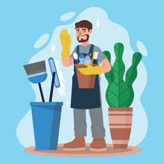 character illustration of a cleaning service
