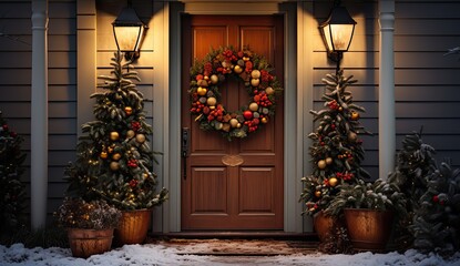 Fototapeta na wymiar christmas wreath on a door