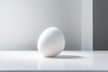 bright white background with an uncovered egg. minimalist approach taken. digitally created. Generative AI