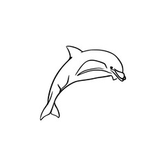 Vector sketch hand drawn silhouette of a dolphin, line art