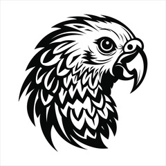 Black And White Parrot Icon On White Background