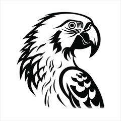 Black And White Parrot Icon On White Background
