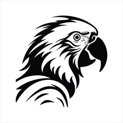 Black And White Parrot Icon On White Background