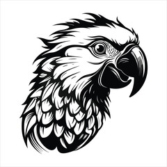 Black And White Parrot Icon On White Background