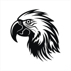 Black And White Parrot Icon On White Background