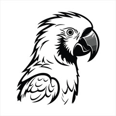 Black And White Parrot Icon On White Background