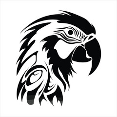 Black And White Parrot Icon On White Background