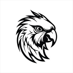 Black And White Parrot Icon On White Background