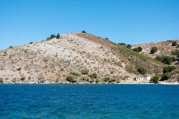 Beautiful scenery by the sea in Sagiada strip, Igoumenitsa, Greece, close to the border with Albania