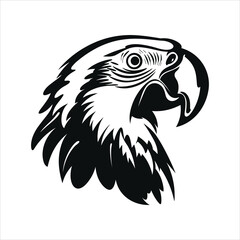 Black And White Parrot Icon On White Background