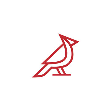 recommend clip art: bird cardinal line art with creative design vector