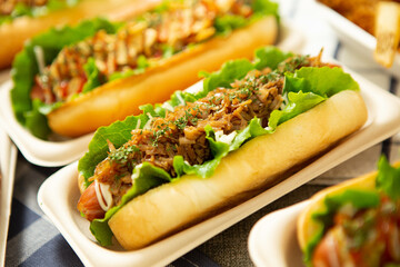 Various types of hot dogs
