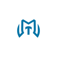 Letter M T  logo line art with creative design vector