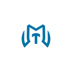 Letter M T  logo line art with creative design vector