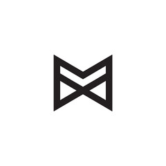 Letter M X logo line art with creative design vector