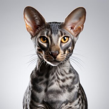 Full view Oriental Shorthairon a completely white bac 46d066, wallpaper pictures, Background HD
