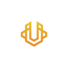 Letter U logo line art with creative design vector