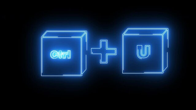 Animation of the CTRL button and U button icon with a neon saber effect