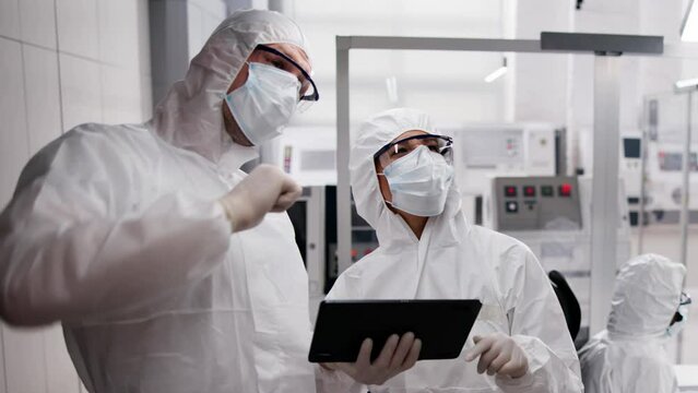 Factory Clean Room Laboratory. Industrial Engineer