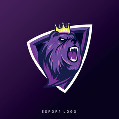 Angry bear esport gaming mascot logo