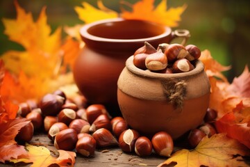 Close-up of chestnuts in bowl