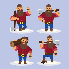 Hand drawn lumberjack character collection