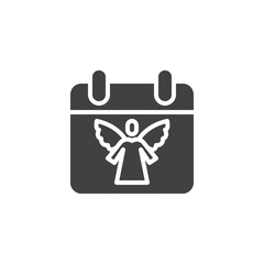 Calendar with angel vector icon