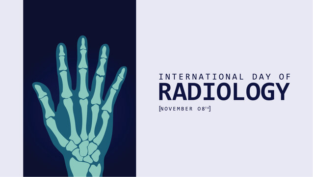 International day of radiology. Hand bone x-ray vector illustration. Suitable for banners, web, greeting cards, social media etc