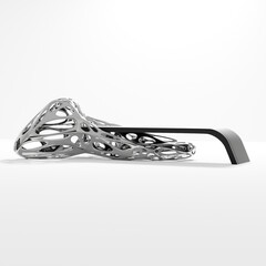 3D Bench with futuristic style and chrome color