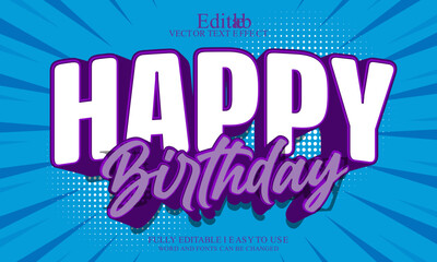 3d editable happy birthday text effect style
