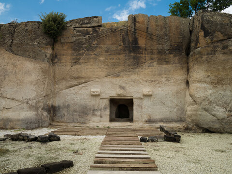 Maltas or Malkaya Phrygian monument. Historical ancient Phrygian (Phrygia, Gordion) Valley. Important historical monuments of Turkey. Ihsaniye, Afyonkarahisar