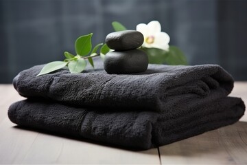 basalt stones on a white towel ready for massage